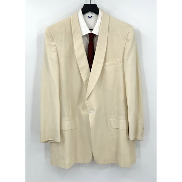 vintage 60s HART SCHAFFNER MARX dinner jacket blazer wool polyester ivory 42L - Picture 1 of 11